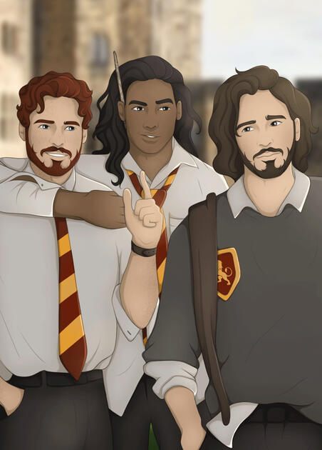 Robb, Theon, Jon: HP au